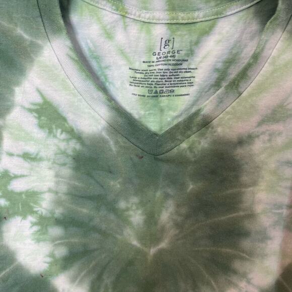 handmade tie dyed unisex tshirt v-neck L camo olive green - Picture 3 of 11